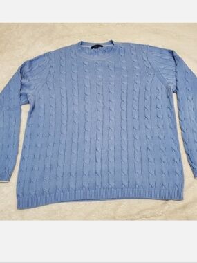 Banana Republic Blue Cable Knit Wool Blend Sweater Men XL Casual Cozy Classic‎